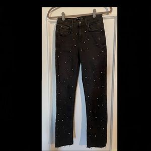 Zara black denim embellished pearl jeans, size 04, fit like size 2